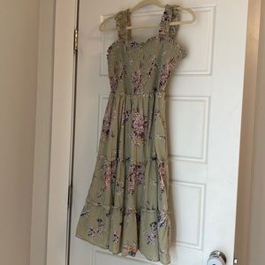 As U Wish Olive Green Floral Midi Dress